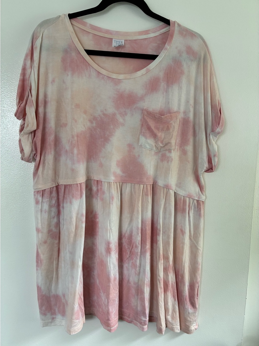 Time and Tru Pink and Cream Tie-Dye Maternity Top